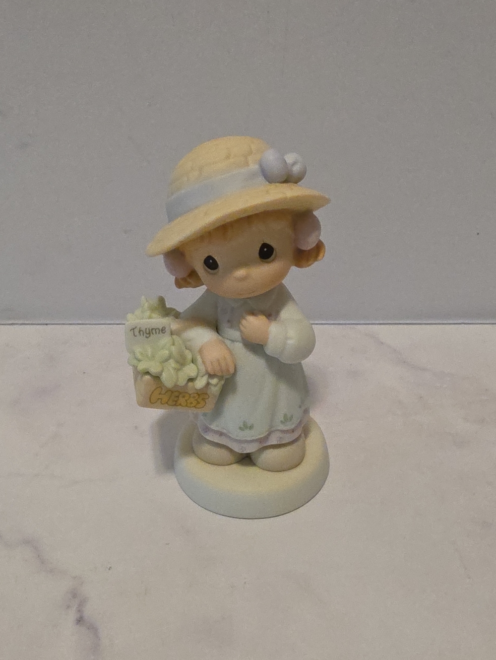 Precious Moments Pastel Yellow & Cream Girl Figurine - Charming Herb Basket